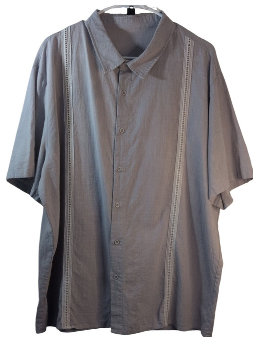 Men's Relaxed Short-Sleeve Button-Down Shirt - Light Gray